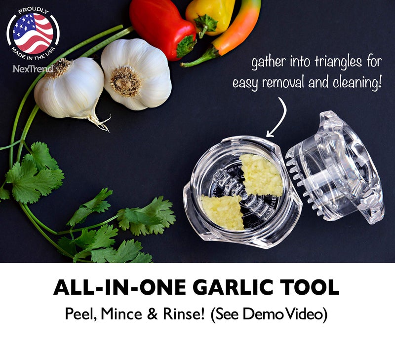 Nextrend Garlic Twister 4th Gen - Garlic Mincer & Garlic Press in One - for Ginger, Herbs, Nuts & more, BPA-Free, Dishwasher Safe, 3-5 Clove Capacity - Clear - Image 2